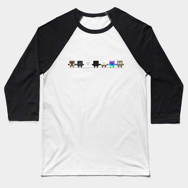 Birds cube retro pixel Baseball T-Shirt by Roningasadesign